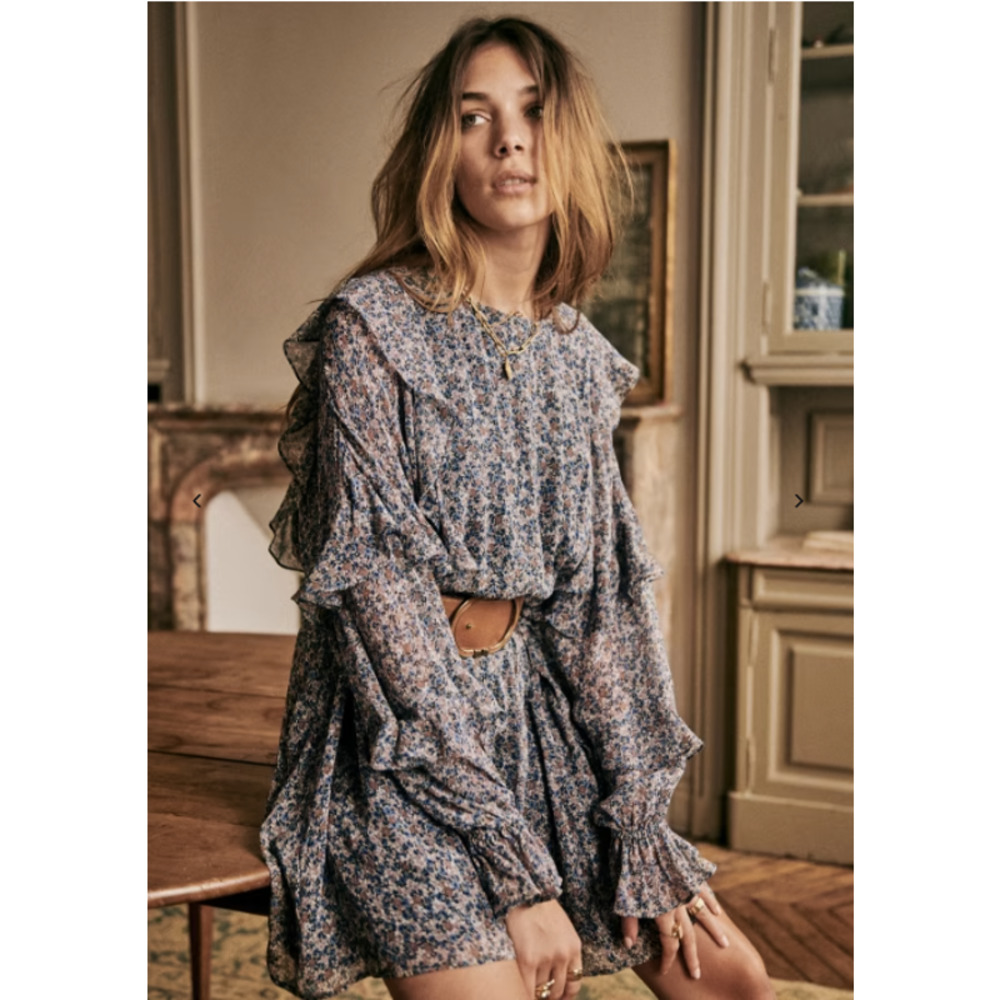 Sezane Lali Dress in Blooming Bleu